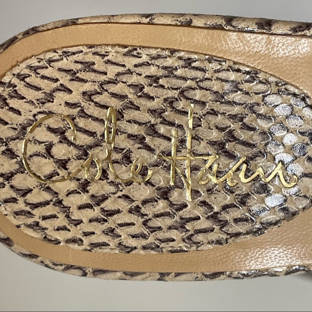 Cole Haan Nike Air Open Toe Cream Snakeskin Slingback Platform Heels 9 - Picture 9 of 12